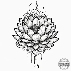 Tattoo design a lotus flower with a single dr... - эскиз тату (№1751973319_0, 08.07.2025 11:15) — tattoo-photo.ru
