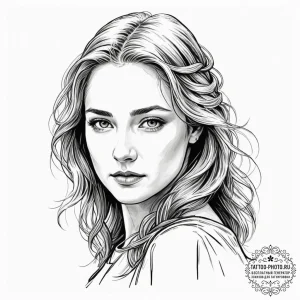 A graphic novel style portrait of a beautiful... - эскиз тату (№1751974062_0, 08.07.2025 11:27) — tattoo-photo.ru
