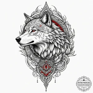 A sketch style tattoo of a wolf and a falcon,... - эскиз тату (№1751974556_0, 08.07.2025 11:35) — tattoo-photo.ru