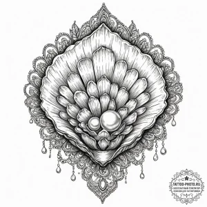 Tattoo design a delicate pearl in an open oys... - эскиз тату (№1751974877_0, 08.07.2025 11:41) — tattoo-photo.ru
