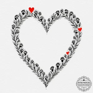 Tattoo design a heart made of tiny footprints... - эскиз тату (№1751974955_0, 08.07.2025 11:42) — tattoo-photo.ru