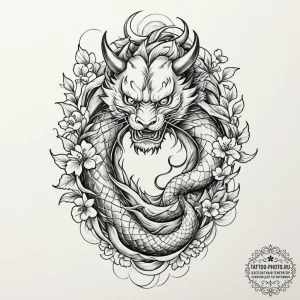 Tattoo design an uroboros serpent whose body... - эскиз тату (№1751975270_0, 08.07.2025 11:47) — tattoo-photo.ru