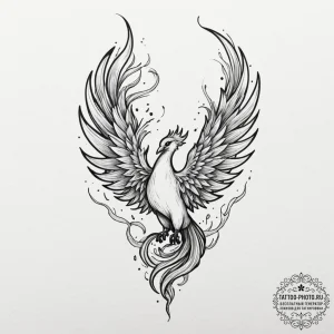Tattoo sketch a phoenix rising from ashes, re... - эскиз тату (№1751976255_0, 08.07.2025 12:04) — tattoo-photo.ru