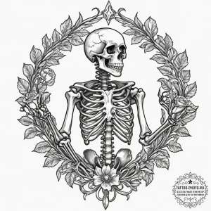 Tattoo design a person's skeleton, but the bo... - эскиз тату (№1751976435_0, 08.07.2025 12:07) — tattoo-photo.ru