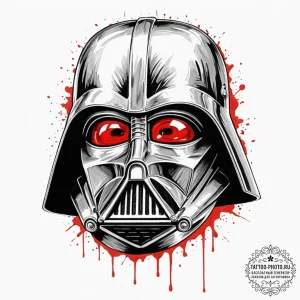Trash polka tattoo sketch of darth vader's he... - эскиз тату (№1751976601_0, 08.07.2025 12:10) — tattoo-photo.ru