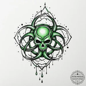 Tattoo sketch a stylized biohazard symbol dri... - эскиз тату (№1751977845_0, 08.07.2025 12:30) — tattoo-photo.ru