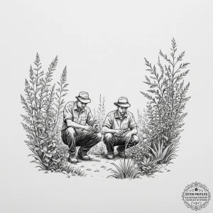 Tattoo sketch a minimalist garden scene, with... - эскиз тату (№1751984419_0, 08.07.2025 14:20) — tattoo-photo.ru