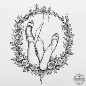 Tattoo sketch a ballerina's feet, one in a pr... - эскиз тату (№1751985190_0, 08.07.2025 14:33) — tattoo-photo.ru