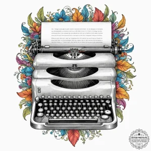 Typewriter, concept art for tattoo, neo tradi... - эскиз тату (№1751985358_0, 08.07.2025 14:35) — tattoo-photo.ru