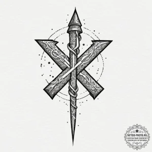 129. tattoo design: a minimalist "rod" rune,... - эскиз тату (№1751986916_0, 08.07.2025 15:01) — tattoo-photo.ru