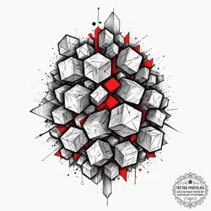 Cubes, artistic tattoo sketch, black and grey... - эскиз тату (№1751987083_0, 08.07.2025 15:04) — tattoo-photo.ru