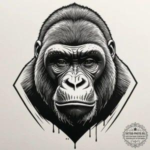 Gorilla, tattoo line art, clean lines, crisp... - эскиз тату (№1751987583_0, 08.07.2025 15:13) — tattoo-photo.ru