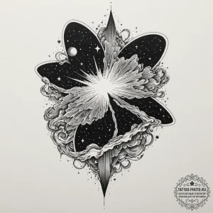 Tattoo design a nebula in the shape of a powe... - эскиз тату (№1751988168_0, 08.07.2025 15:22) — tattoo-photo.ru