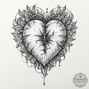 Tattoo design a heart outlined in fine line,... - эскиз тату (№1751988502_0, 08.07.2025 15:28) — tattoo-photo.ru