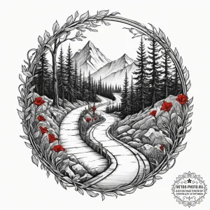Tattoo design a winding path or road, symboli... - эскиз тату (№1751988586_0, 08.07.2025 15:29) — tattoo-photo.ru