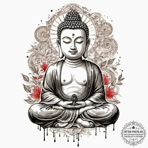 Buddha, artistic tattoo sketch, clean lines,... - эскиз тату (№1751990088_0, 08.07.2025 15:54) — tattoo-photo.ru