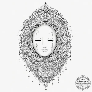No-face from spirited away, tattoo flash shee... - эскиз тату (№1751996313_0, 08.07.2025 17:38) — tattoo-photo.ru