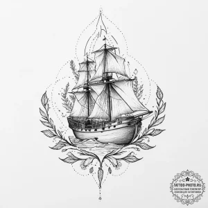 A neo-traditional tattoo of the serenity ship... - эскиз тату (№1751996702_0, 08.07.2025 17:45) — tattoo-photo.ru