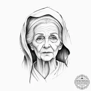A watercolor sketch of the old woman ghost fr... - эскиз тату (№1751996777_0, 08.07.2025 17:46) — tattoo-photo.ru