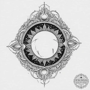 Tattoo design: a solar eclipse motif, with da... - эскиз тату (№1751997081_0, 08.07.2025 17:51) — tattoo-photo.ru
