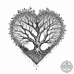 Tattoo sketch a stylized tree of life with ro... - эскиз тату (№1751997719_0, 08.07.2025 18:01) — tattoo-photo.ru