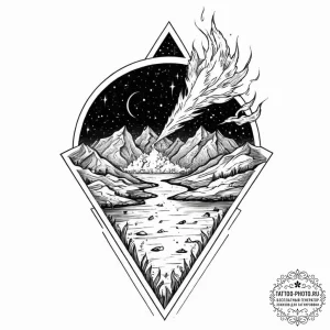 Tattoo design a meteor that has crashed to ea... - эскиз тату (№1751997969_0, 08.07.2025 18:06) — tattoo-photo.ru