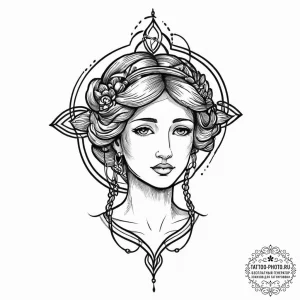 Themis, ink illustration for tattoo, linework... - эскиз тату (№1751998054_0, 08.07.2025 18:07) — tattoo-photo.ru