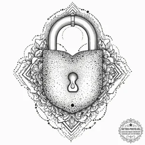 A padlock, tattoo drawing outline, clean line... - эскиз тату (№1751998640_0, 08.07.2025 18:17) — tattoo-photo.ru