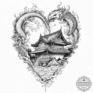 Tattoo sketch a simple house outline with smo... - эскиз тату (№1751998722_0, 08.07.2025 18:18) — tattoo-photo.ru