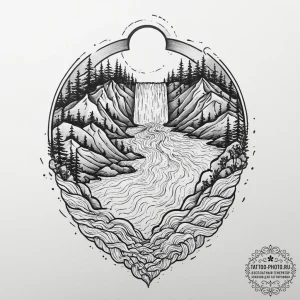 Tattoo sketch aquarius's wavy lines rendered... - эскиз тату (№1751998806_0, 08.07.2025 18:20) — tattoo-photo.ru