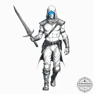 A sketch of a fremen warrior in a stillsuit,... - эскиз тату (№1752000466_0, 08.07.2025 18:47) — tattoo-photo.ru