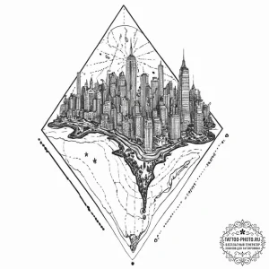 A linework tattoo of the map of the five fami... - эскиз тату (№1752000798_0, 08.07.2025 18:53) — tattoo-photo.ru