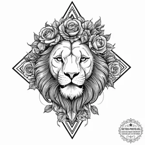 Tattoo sketch a majestic leo lion, its fur an... - эскиз тату (№1752001547_0, 08.07.2025 19:05) — tattoo-photo.ru
