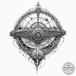 Linework tattoo of the millennium falcon maki... - эскиз тату (№1752001712_0, 08.07.2025 19:08) — tattoo-photo.ru