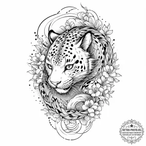 Leopard, tattoo drawing outline, irezumi japa... - эскиз тату (№1752001796_0, 08.07.2025 19:09) — tattoo-photo.ru