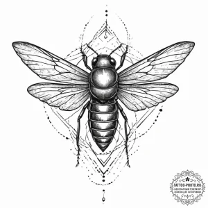 Tattoo design a cicada with wings that look l... - эскиз тату (№1752002210_0, 08.07.2025 19:16) — tattoo-photo.ru