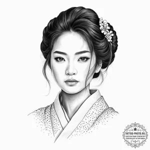 A neo-traditional portrait of o-ren ishii in... - эскиз тату (№1752002293_0, 08.07.2025 19:18) — tattoo-photo.ru