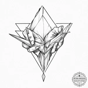 A person folding a complex origami figure., c... - эскиз тату (№1752002375_0, 08.07.2025 19:19) — tattoo-photo.ru