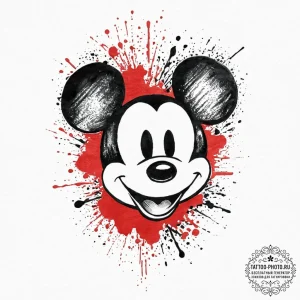 Mickey mouse, tattoo line art, rough sketchy... - эскиз тату (№1752002722_0, 08.07.2025 19:25) — tattoo-photo.ru