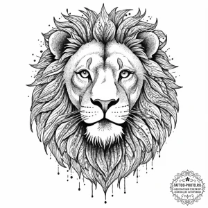 Tattoo sketch a majestic leo lion's face, bro... - эскиз тату (№1752003660_0, 08.07.2025 19:41) — tattoo-photo.ru