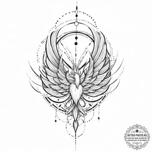 Tattoo design a phoenix feather, where the qu... - эскиз тату (№1752003745_0, 08.07.2025 19:42) — tattoo-photo.ru