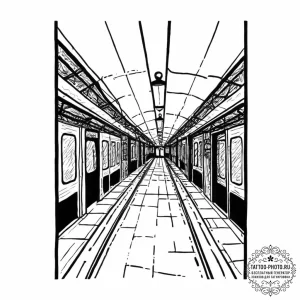 The eerie, quiet atmosphere of a deserted sub... - эскиз тату (№1752005023_0, 08.07.2025 20:03) — tattoo-photo.ru
