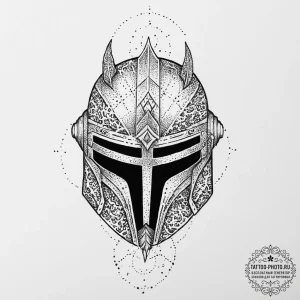 Tattoo design a minimalist knight's helmet, f... - эскиз тату (№1752005108_0, 08.07.2025 20:05) — tattoo-photo.ru