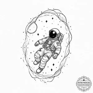 Tattoo design an astronaut, floating in the v... - эскиз тату (№1752006384_0, 08.07.2025 20:26) — tattoo-photo.ru