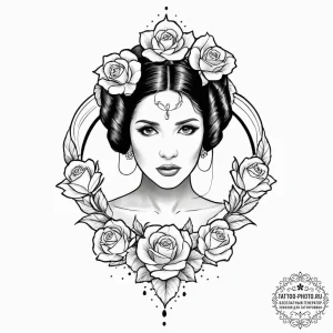 31. chicano style portrait of a beautiful, ta... - эскиз тату (№1752006469_0, 08.07.2025 20:27) — tattoo-photo.ru