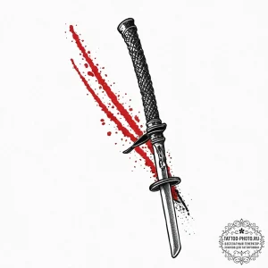 Katana, tattoo sketch design, black and red i... - эскиз тату (№1752006894_0, 08.07.2025 20:34) — tattoo-photo.ru