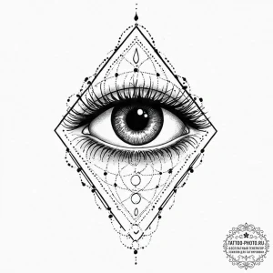 Tattoo design a cybernetic eye with glowing o... - эскиз тату (№1752007322_0, 08.07.2025 20:42) — tattoo-photo.ru