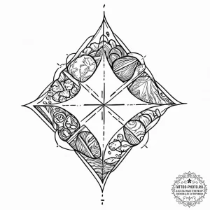 A linework tattoo of the four elemental stone... - эскиз тату (№1752007407_0, 08.07.2025 20:43) — tattoo-photo.ru