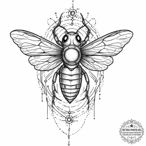 Tattoo design a cicada with a glowing, intric... - эскиз тату (№1752007915_0, 08.07.2025 20:51) — tattoo-photo.ru