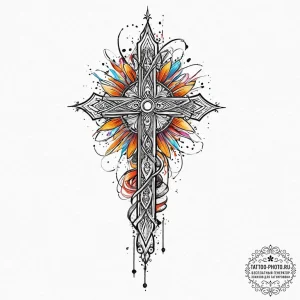 Biomechanics, tattoo line art, detailed cross... - эскиз тату (№1752008857_0, 08.07.2025 21:07) — tattoo-photo.ru
